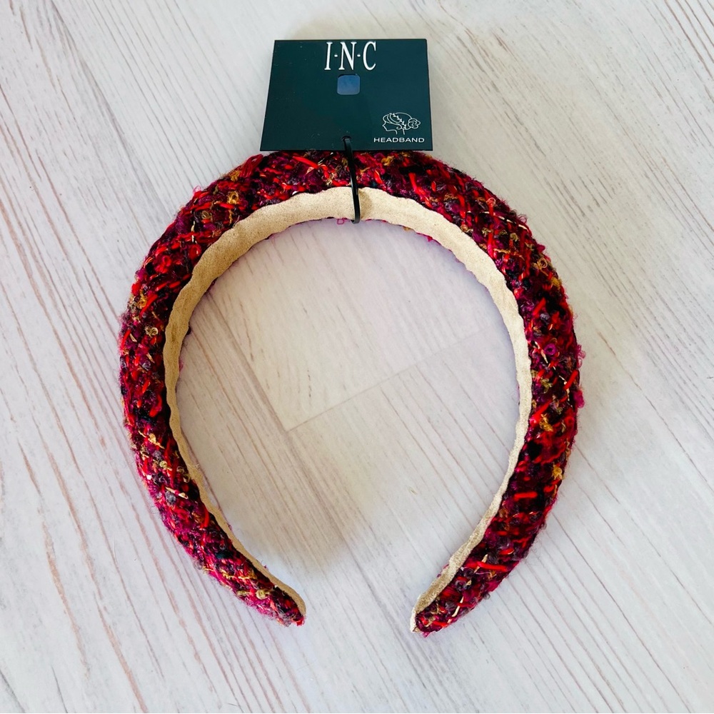 Wide Red Tweed Preppy Headband by INC